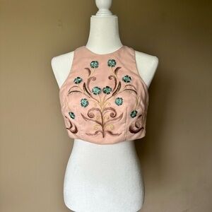 Bebe Embroidered Pink Crop Top